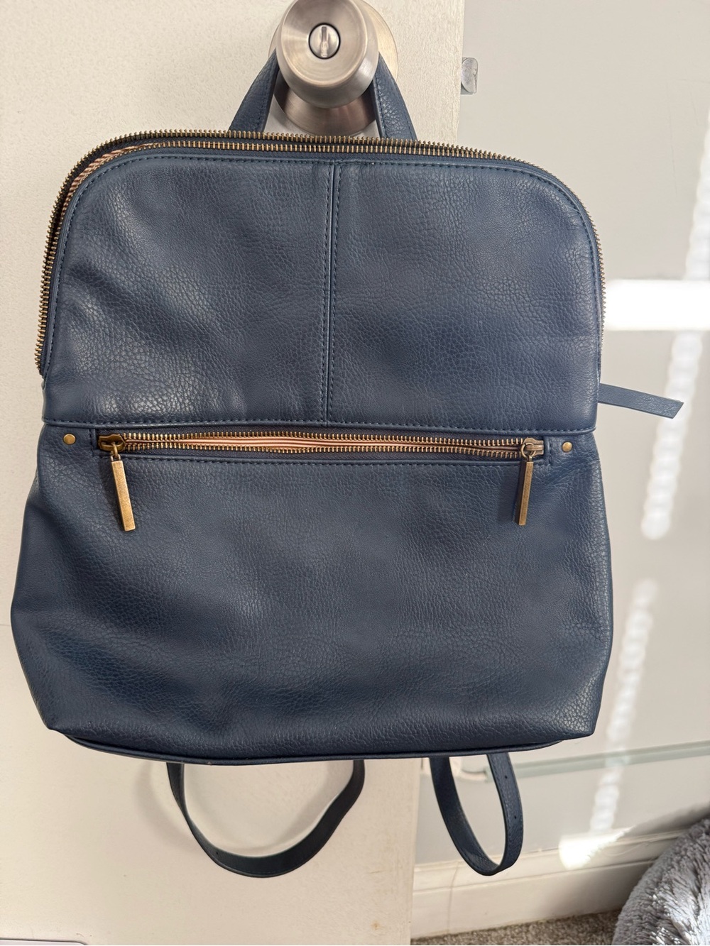 Market & Spruce Navy Blue Leather Backpack